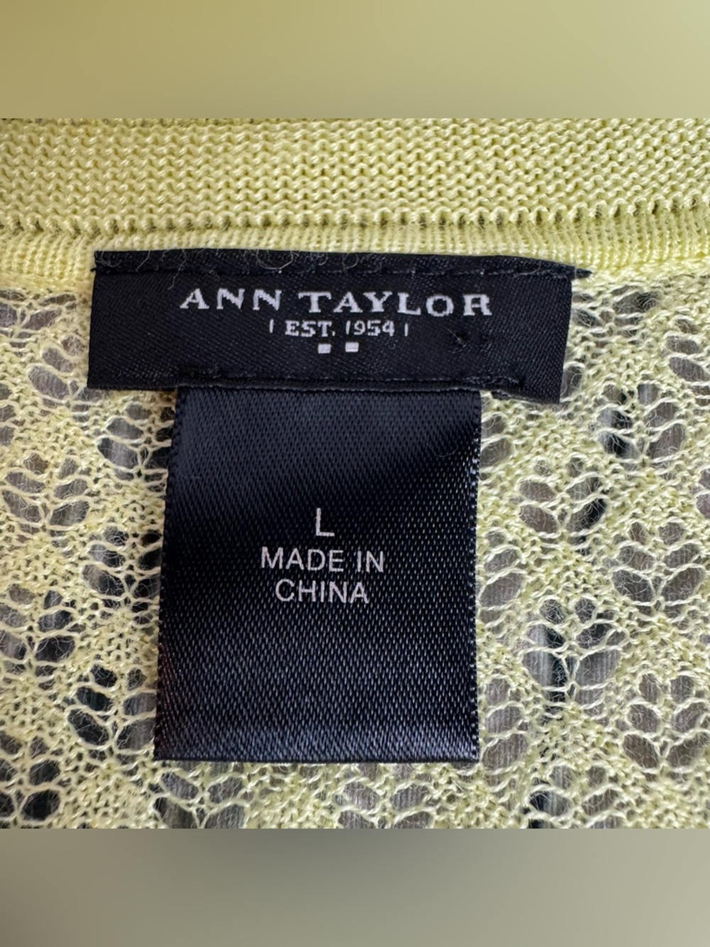 Ann Taylor Bright Yellow Breathable Knit Cardigan Ramie Nylon Button Down Size L - Picture 2 of 10